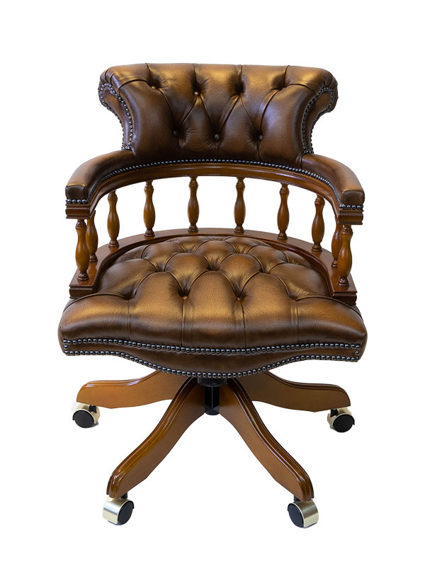 Leather Captain Chair Yew Tan